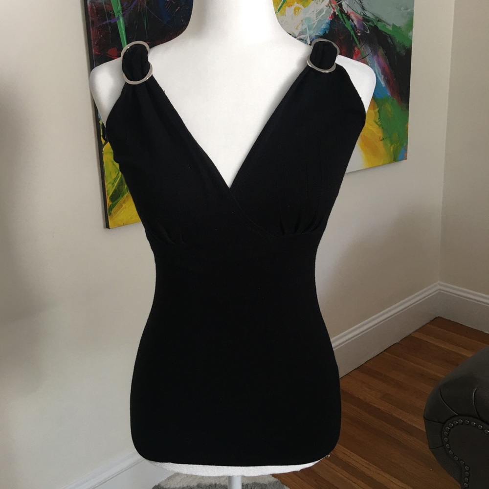 Caché Sexy Deep V Neck Stretchy and Classy Top